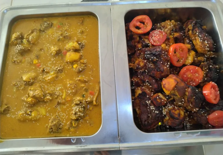 Prepared buffet-style food at Toafa Café